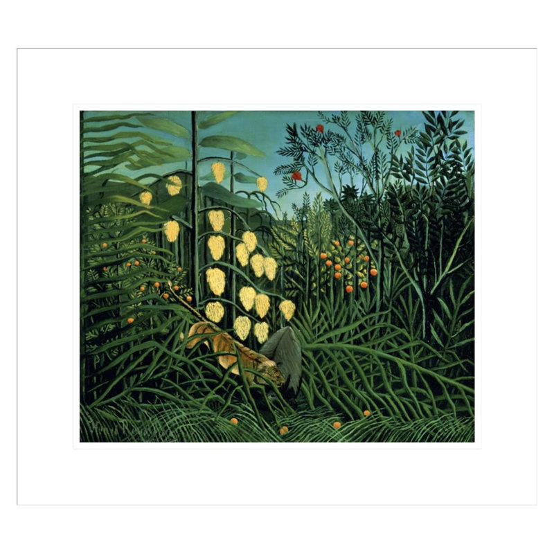 «Tropical Forest: Battling Tiger and Buffalo» par Henri Rousseau, impression giclée sur cadre, H 17,75 po x l 20,05 po