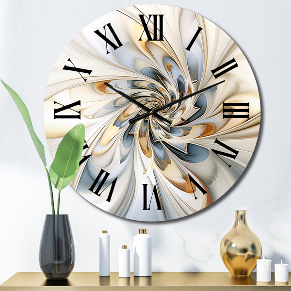 DesignArt Fractal Flower Tender White Sensitivity III Metal Wall Clock ...