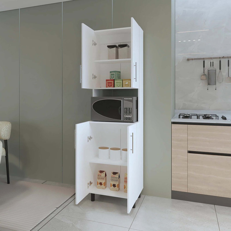 Garde-manger double blanc avec rangement ouvert
