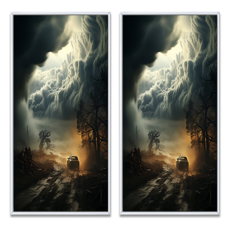 «Storm Misty Torrent», 2 pièces, Cadre blanc, H 40 po x l 40 po