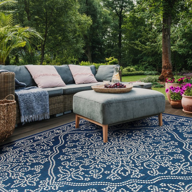 Tapis oriental d'intérieur / extérieur de performance Yaghlef, Rectangle 4 pi x 5 pi 7 po