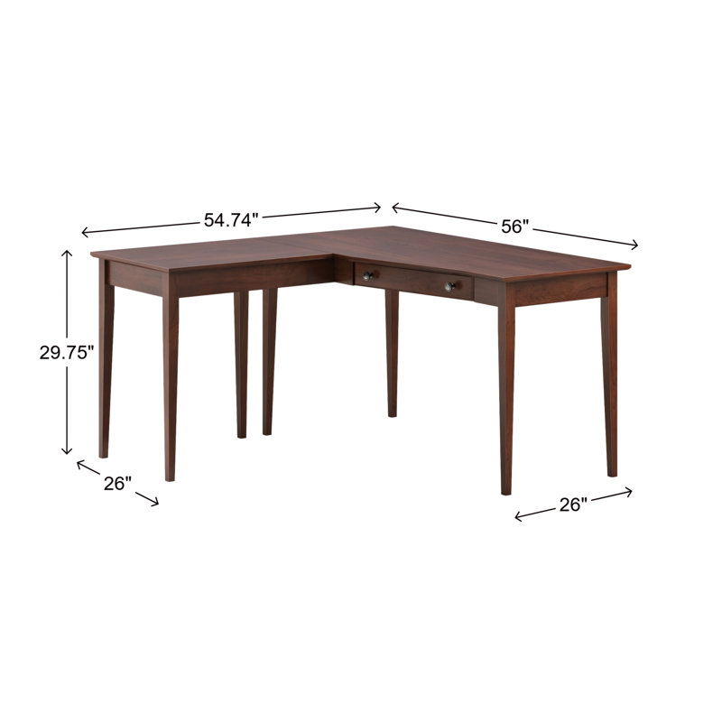 Bureau en bois massif gauche Malani, Acajou brun