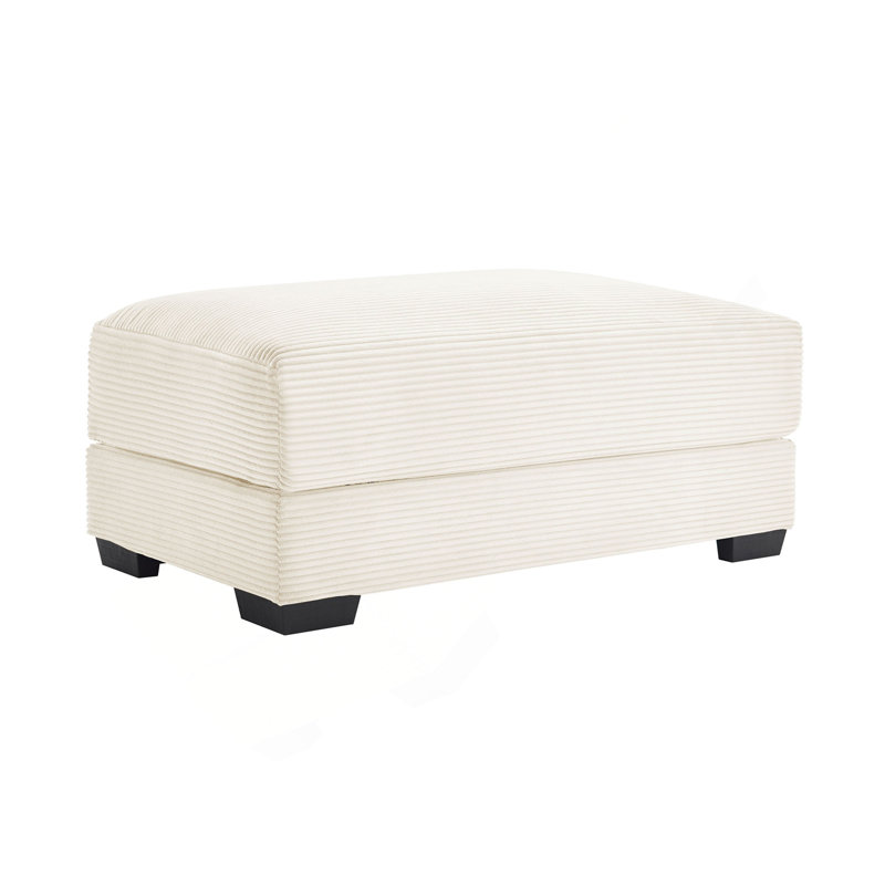 Repose-pieds d'appoint en velours côtelé, Cream
