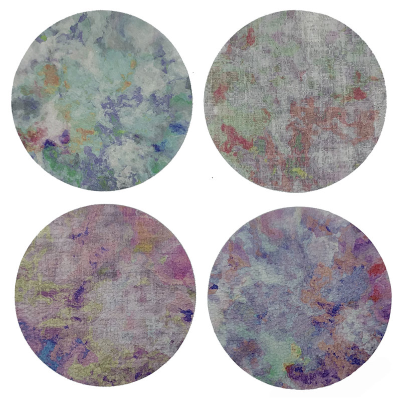 Impressionism Vegan Leather Round Coasters