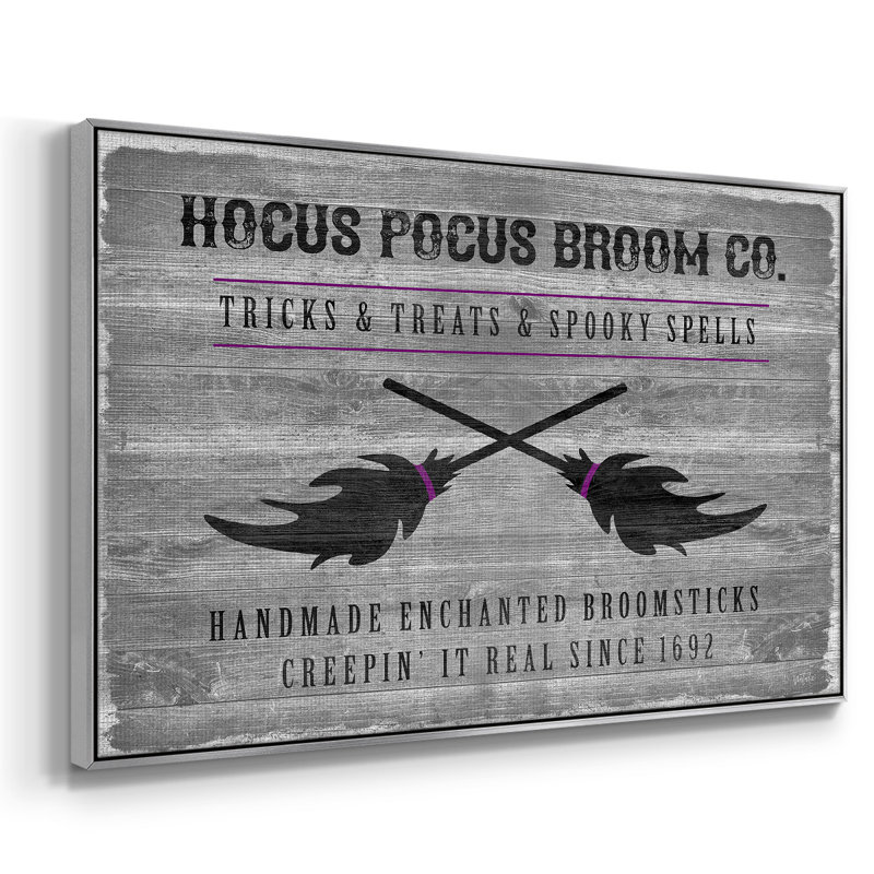 Toile tendue avec balai Hocus Pocus, Argent, H 27 po x l 41 po x P 2 po