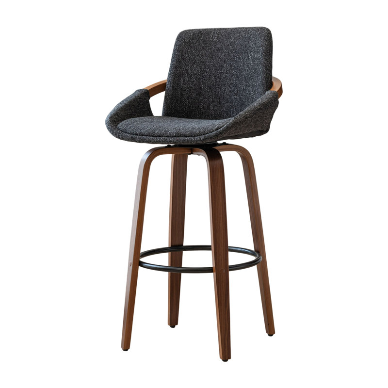 Carruth Swivel Upholstered Counter&Bar Stool, Gray, Bar Stool (30" Seat Height)