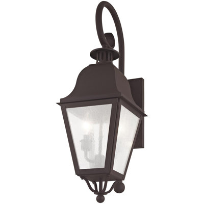 8.5 2 Light Outdoor Wall Lantern Pendant with Seeded Glass Shade