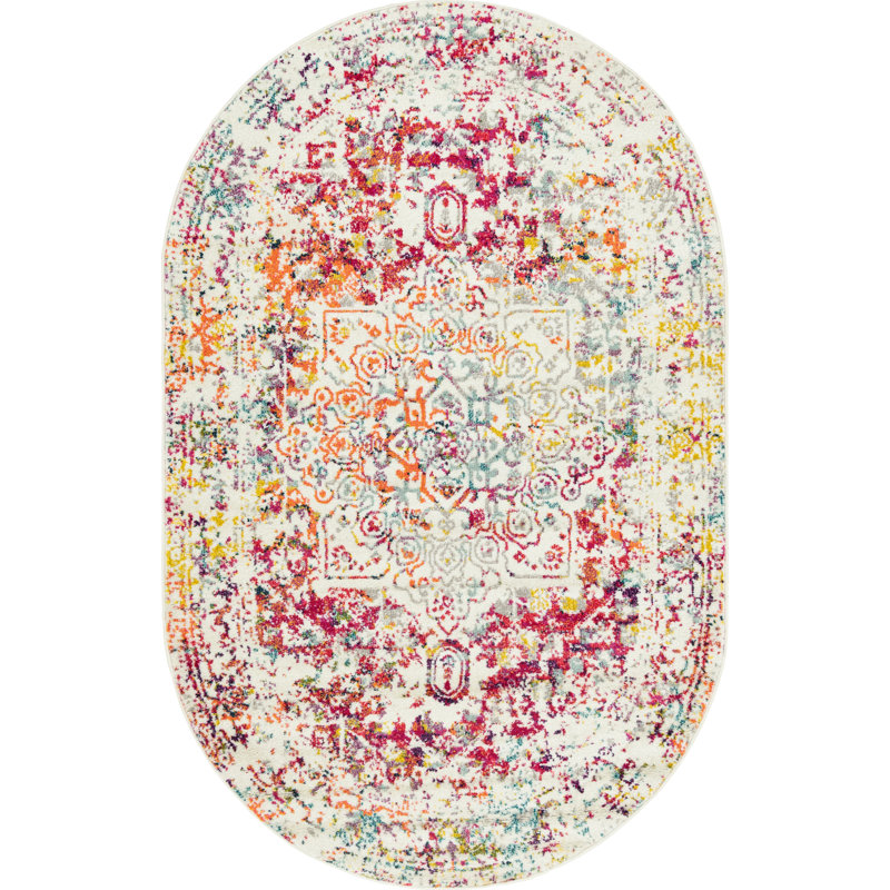 Round Oriental Area Rug, Oval 152 x 244cm