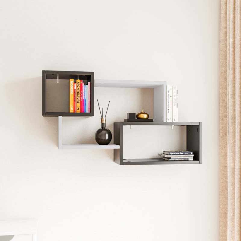 Tablette décorative 6 pièces, Gris anthracite / blanc