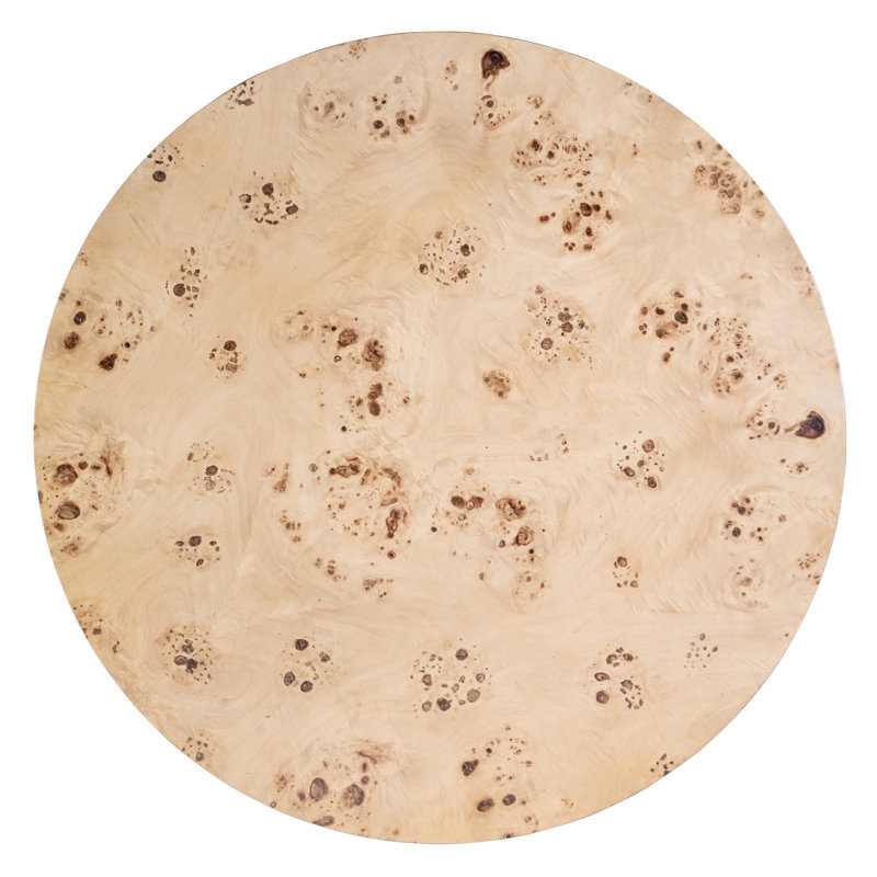 Billie 46" Round Burl Wood Coffee Table with Storage