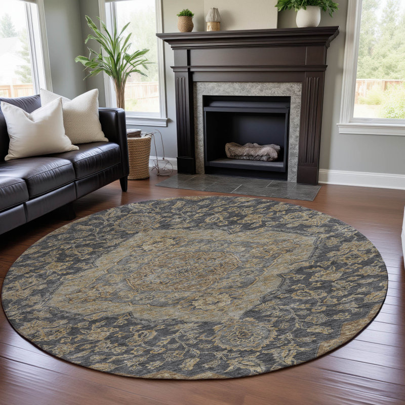 Premium Machine Washable Gurubaksh AMF1151 Global Rug, Round 8'