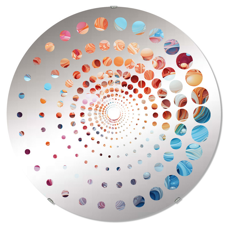 Intricate Multicolor Drip Paint I - Miroir décoratif à points spiralés - MIR111471-Rond, 31,4 po x 31,4 po