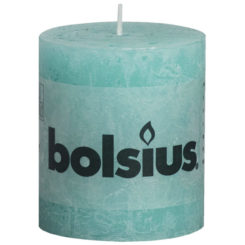 Bolsius Rustic Pillar Candles Ocean Blue, 8cm H x 6.8cm diameter