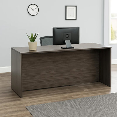 Crédence de bureau 71 pouces avec panneau Modesty, brun moka Jeny