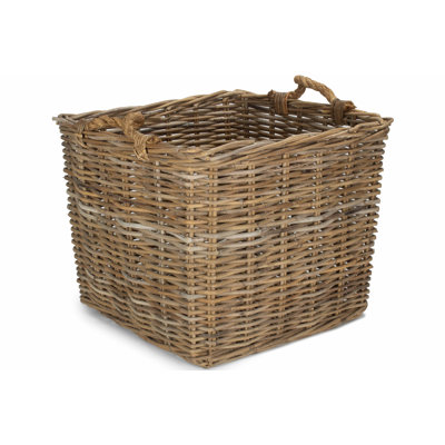 Angie Rattan Log Carrier Basket