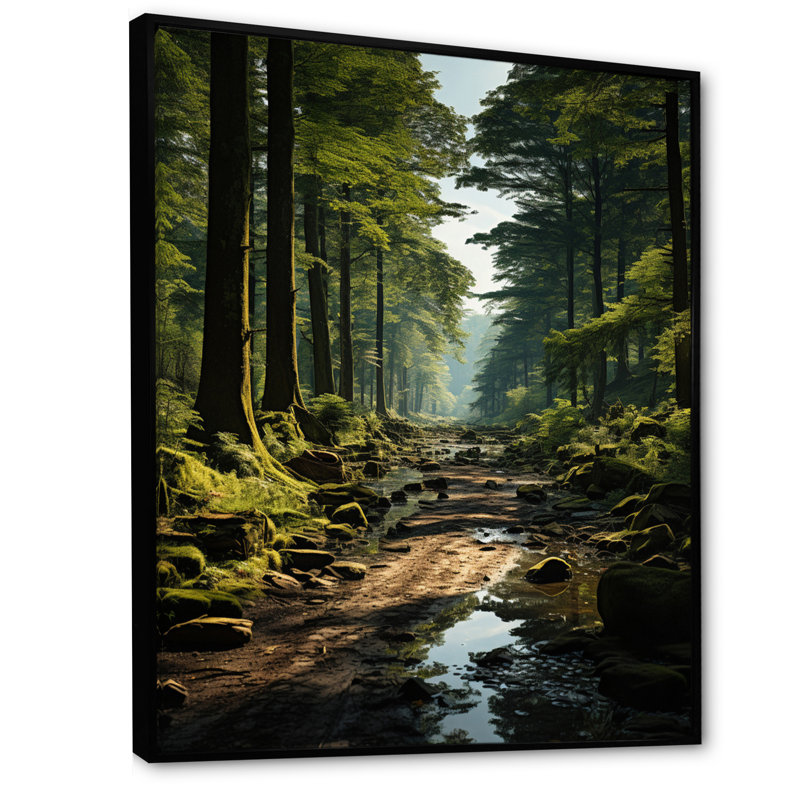 «Forest Enchanted Woods Earthy», impressions sur toile, H 44 po x l 34 po x P 1,5 po, Cadre flottant noir