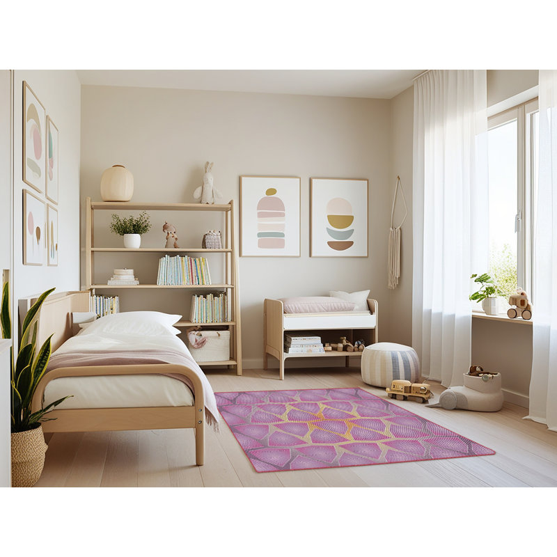 Tapis rose à motif géométrique Koepke, Rectangle 4 pi x 6 pi