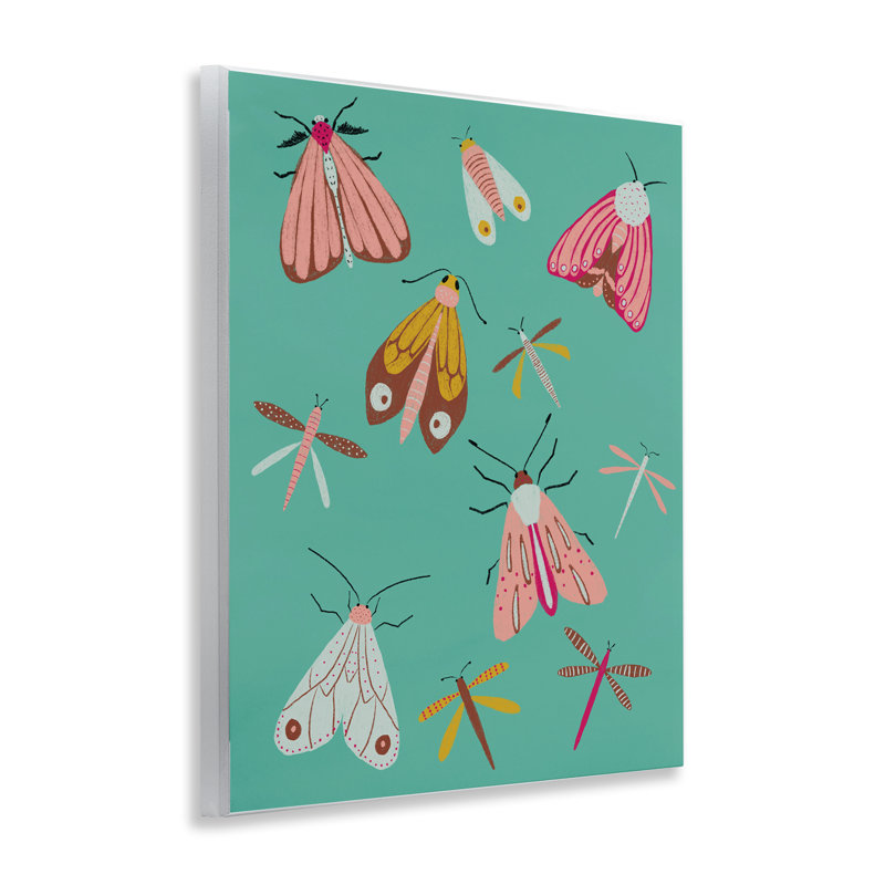 «Moths & Insectes on Teal», art mural par Lucille Price