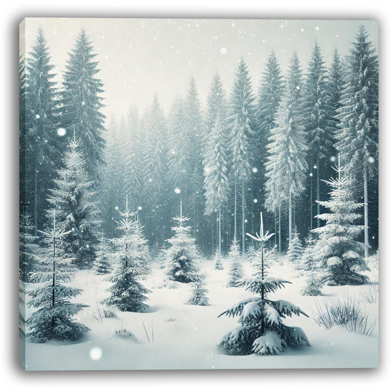 «Serene Snowy Forest: Evergreen», impression sur toile, H 30 po x l 30 po x P 1,5 po