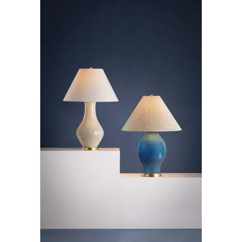Hanslope Table Lamp in Aged Brass and Ceramic French Muslin by Mark D. Sikes