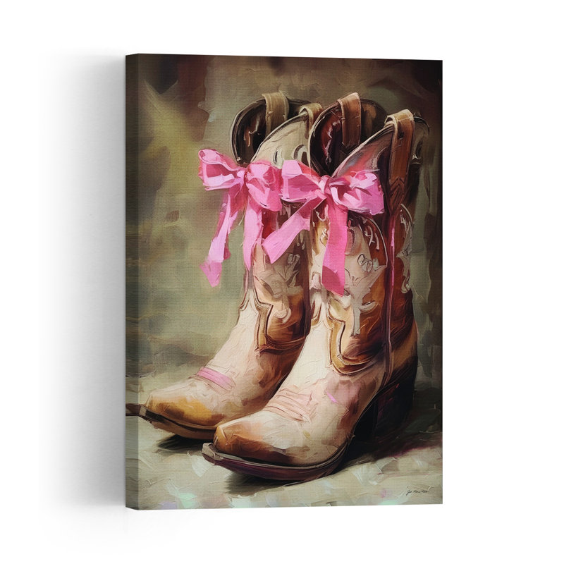 Pink Bow Boots Abstract Contemporary Wall Art Print, 48" H x 32" W