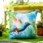 Indoor / Outdoor Animal Print Blue Square Cushion Cover