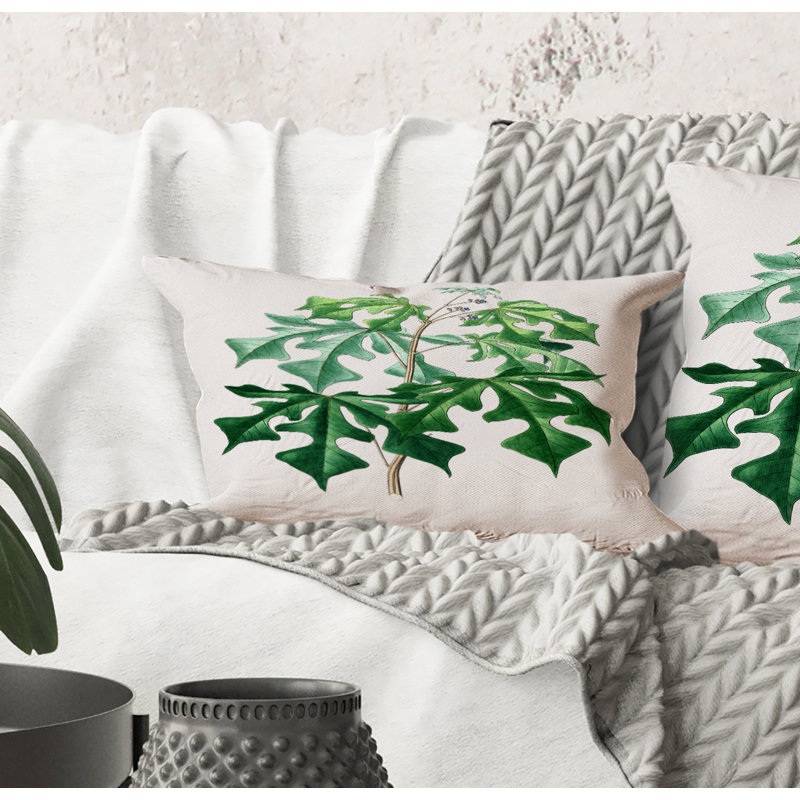 Rectangle, feuilles vertes rétro II - coussin décoratif traditionnel imprimé