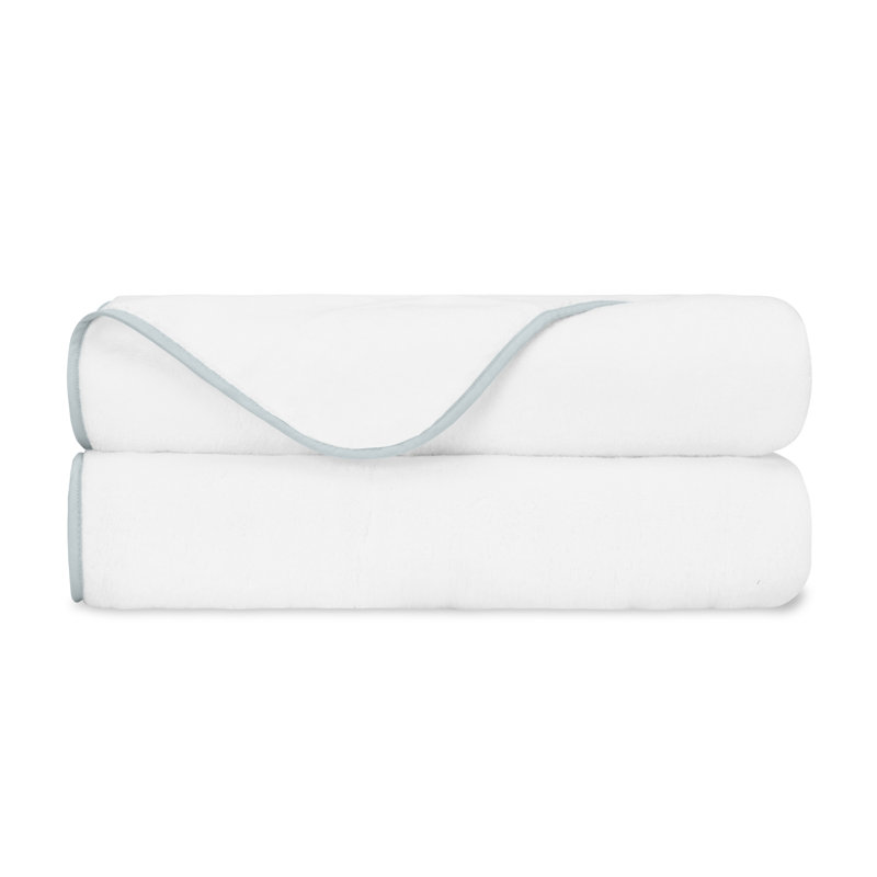 Bodrum Turkish Cotton Bath Towel, White/Sion Blue