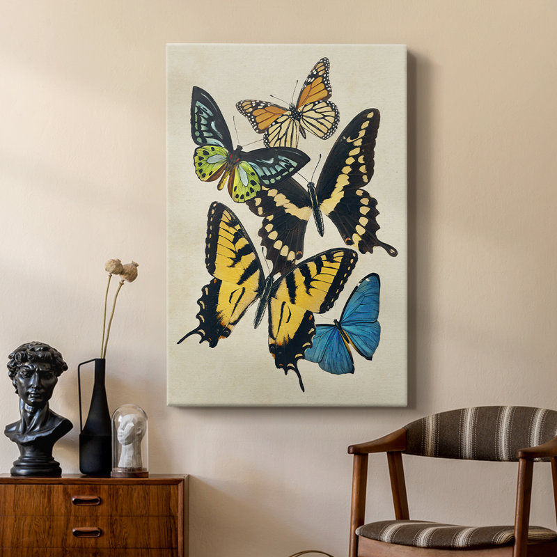 Collage de papillons II - galerie Cavas sur mesure, H 18 po x l 12 po