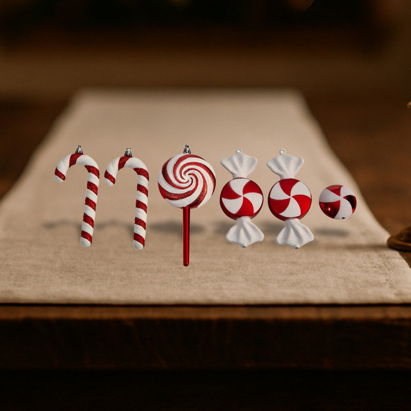 Ensemble d'ornement de Noël canne de bonbon