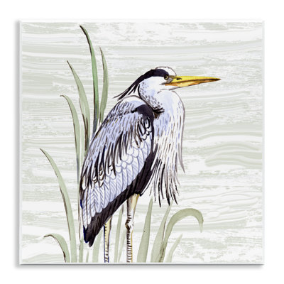 «Beach Bird Elegant Heron», art mural sur bois par Elena Vladykina