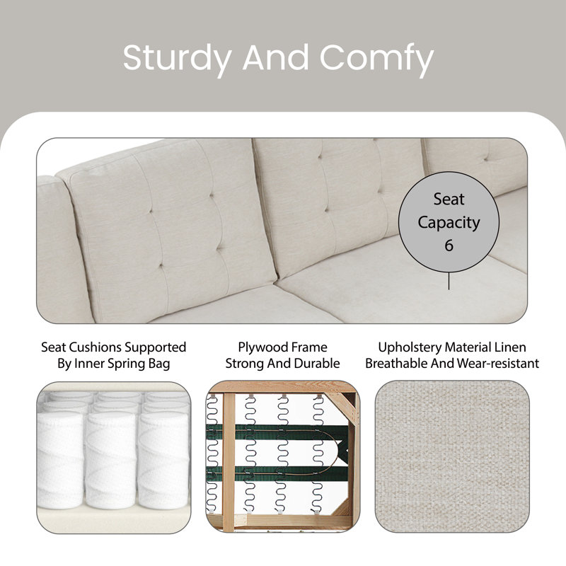 Canapé modulaire Ashunte, 100 % lin beige