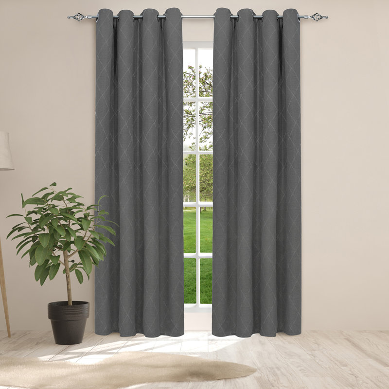 Rideau en jacquard Delaney, gris