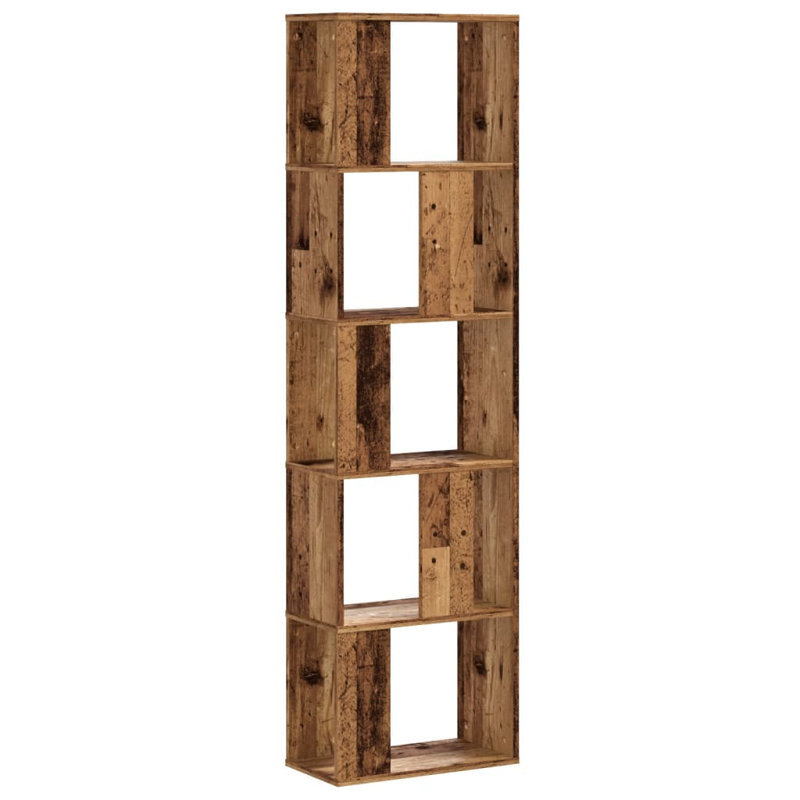 Borough Wharf Book Cabinet/Room Divider, (5 Shelves) 162.5cm H x 45cm W x 23.5cm D, Old Wood