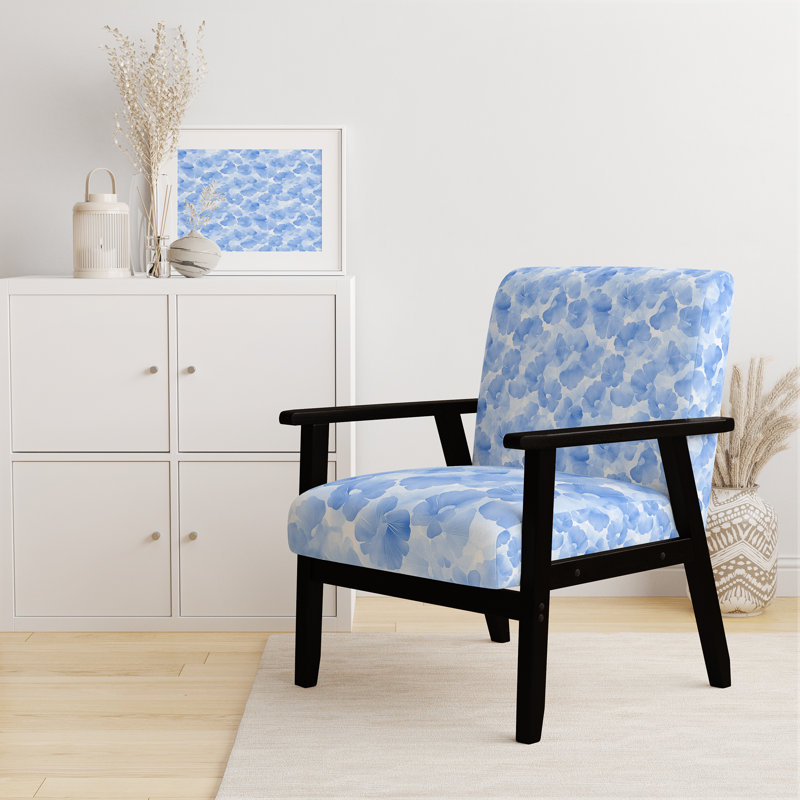 Chaise d'appoint Floral, Accoudoirs carrés noirs