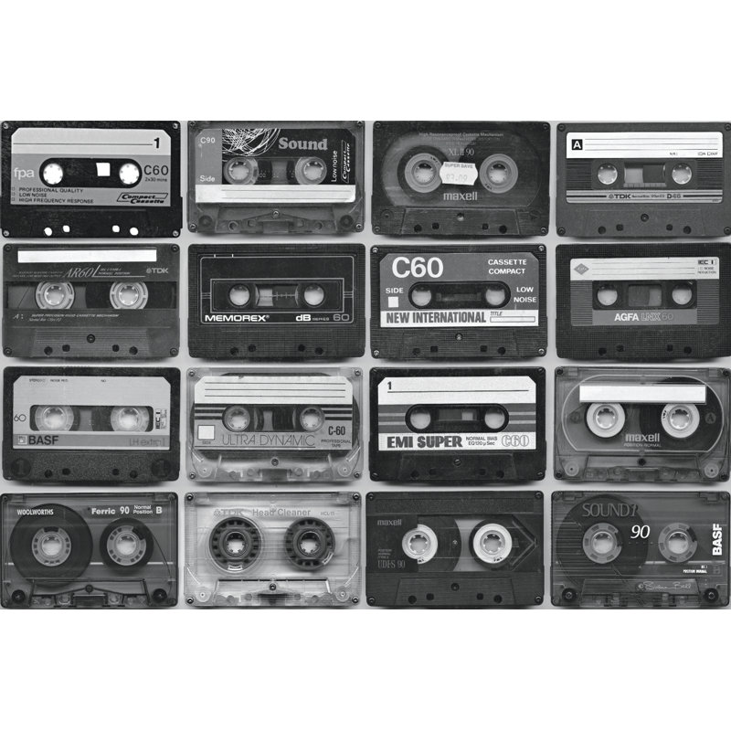 80s Cassettes, 8" H x 12" W
