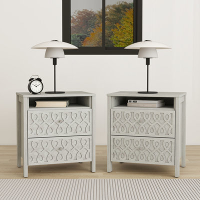 Allysyn 2-Drawer Nightstand with Open Storage