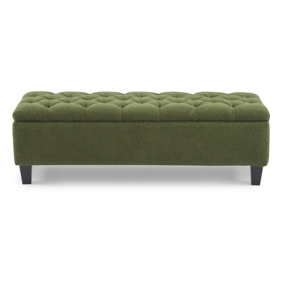 Ottoman Bench With Storage Boucle Surface, Rubber Wood Legs, 300 Lbs Capacity