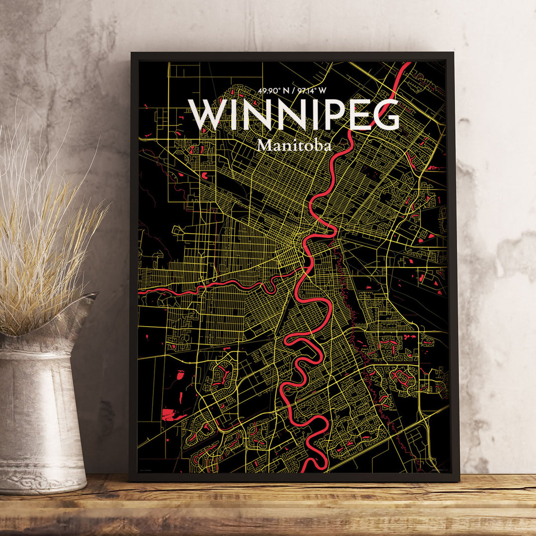 Winnipeg City Map - No Frame Print