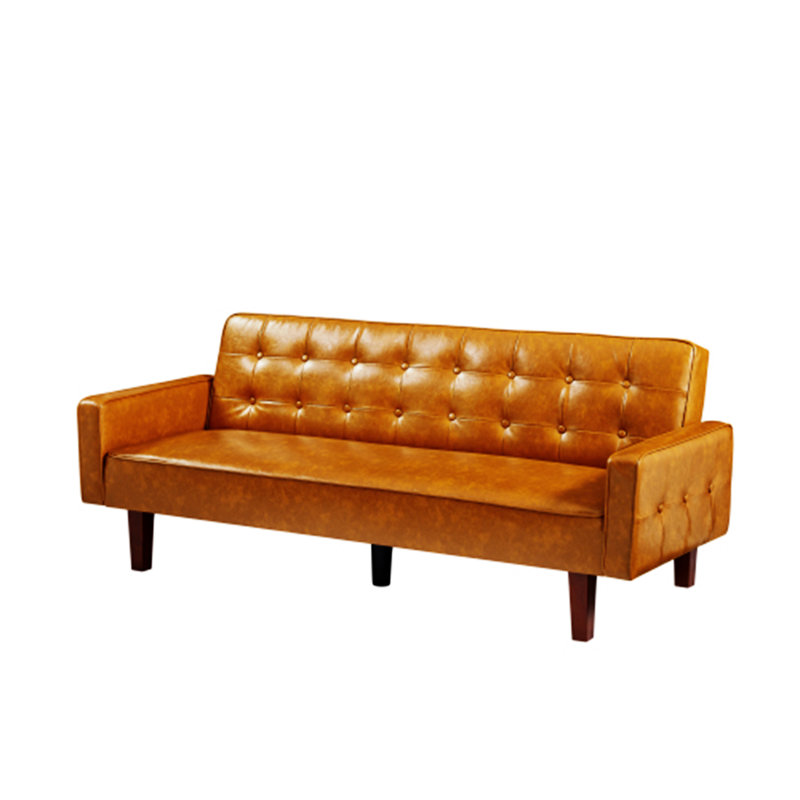 Canapé-lit à accoudoirs carrés en similicuir 74,4 po, Similicuir brun, L 74,4 po x H 29,13 po x P 32,67 po