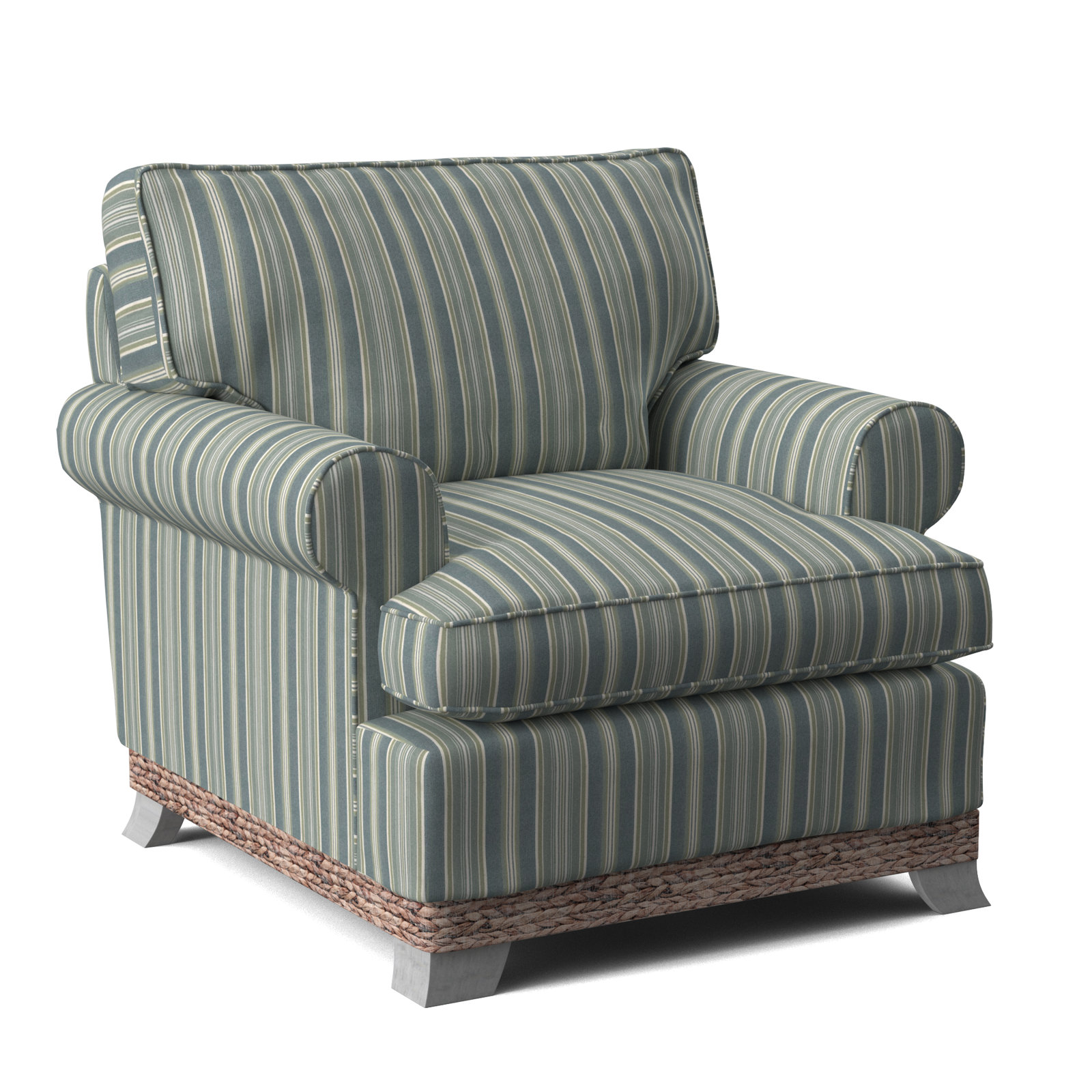 Fairwind Upholstered Armchair, Green and Blue Stripe; 0252-54