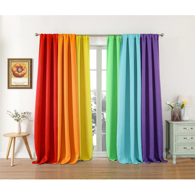 6 panneaux de rideaux occultants avec passe-tringle Rideaux arc-en-ciel pour chambre à coucher, salle de classe, chambre de bébé, rideaux
