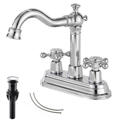 2-handle Bathroom Faucet with Drain Assembly