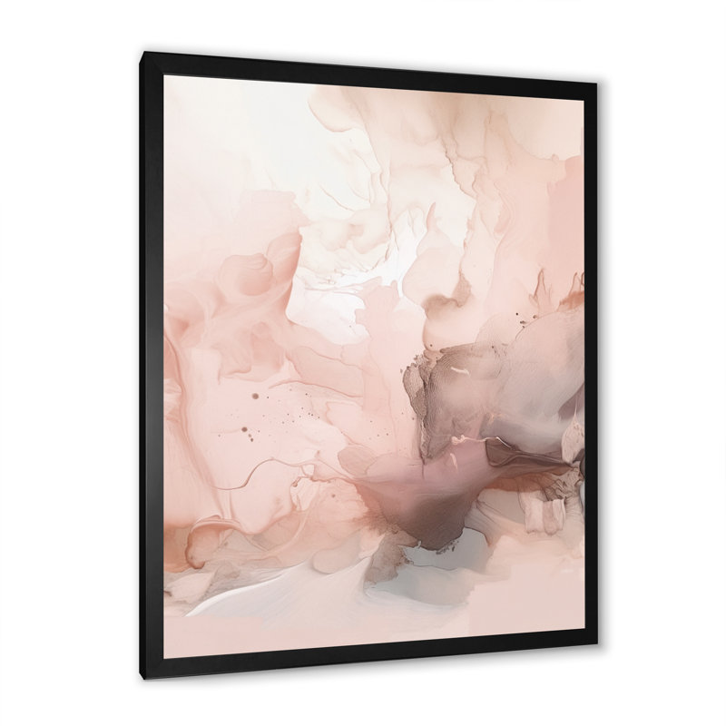 Rose délicat, marbre abstrait I - art mural abstrait en marbre, Cadre photo noir, H 44 po x l 34 po x P 1,5 po