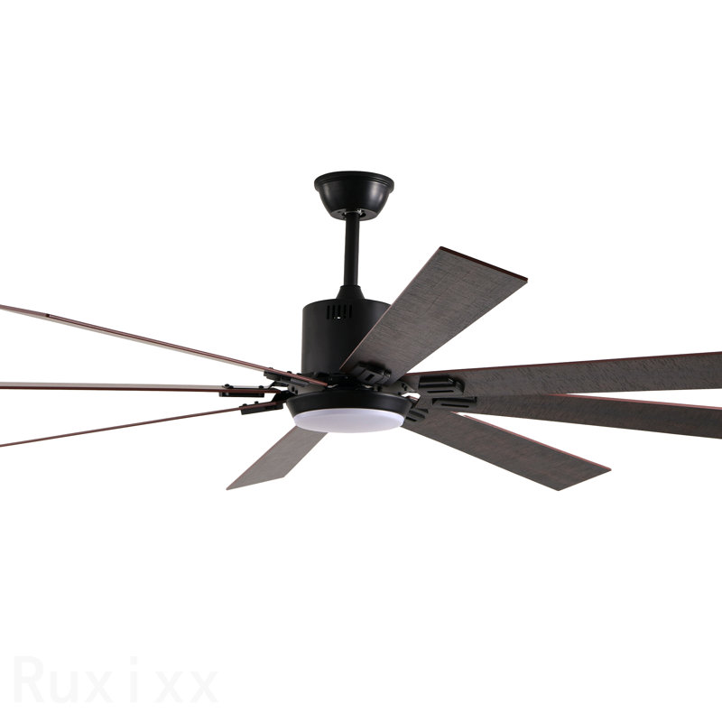 72" Walnut Led Ceiling Fan Light With 8 Wooden Blades, Remote Control, Adjustable Color Temperature For Living Room, Bedroom, Or Dining Room