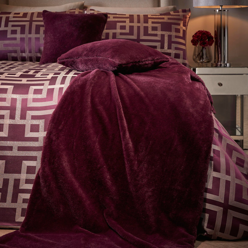 Polyester Solid Colour Bedspread, Damson, 150 x 220 cm