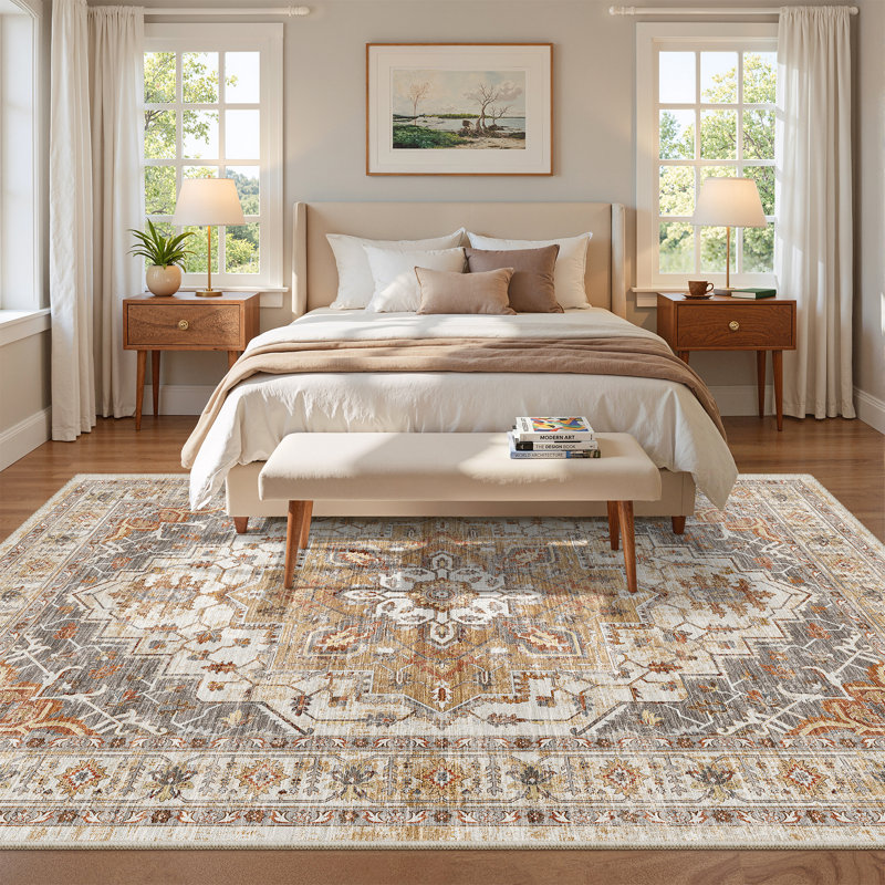 Tapis antidérapant Malila, Gris, Rectangle 10 pi x 14 pi