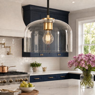 Allenstown 1-Light Dimmable Glass Single Dome Kitchen Island Pendant