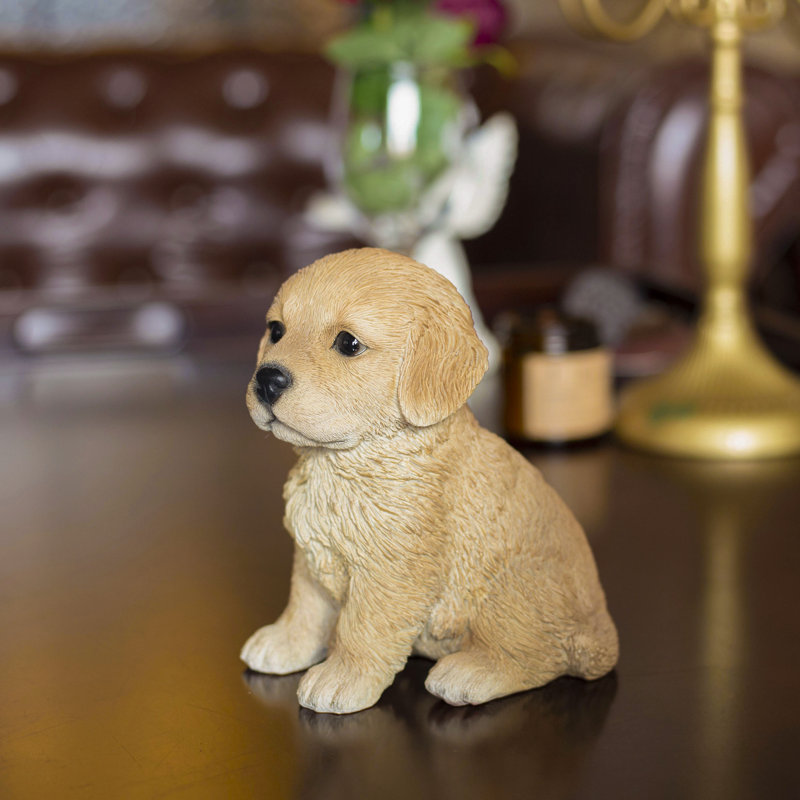 Brown Golden Retriever Decorative Puppy Figurine for Home & Garden Décor, Handpainted Polyresin Dog Statue, Realistic Design | Gift for Dog Lovers | Weather-Resistant Indoor/Outdoor Decor