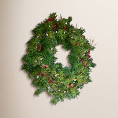 Faux Pine Lighted Wreath